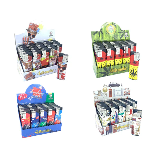 25 x 4Smoke Wind-Proof Printed Lighters – 218WE
