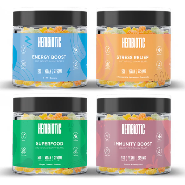Hembiotic 2750mg Bulk Functional CBD Gummy Bears – 550g