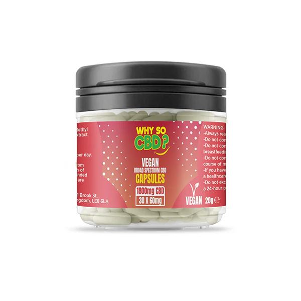 Why So CBD? 1800mg Broad Spectrum CBD Vegan Capsules – 30 Caps