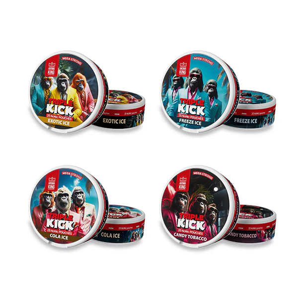 100mg Aroma King Triple Kick NoNic Pouches – 25 Pouches