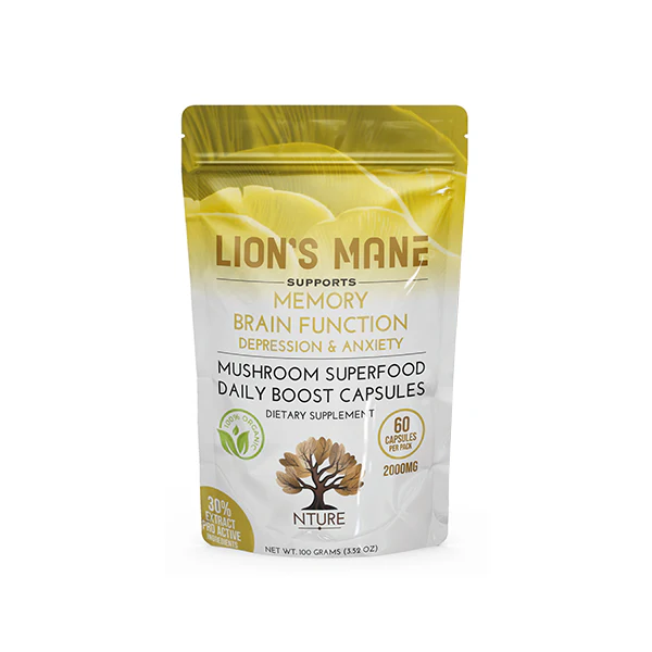 NTURE 2000mg Lion Mane Mushroom Capsules – 60 Caps