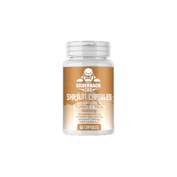 Silverback CBD 600mg Seamoss & Turkey Tail Infused Shilajit Capsules – 60 Caps