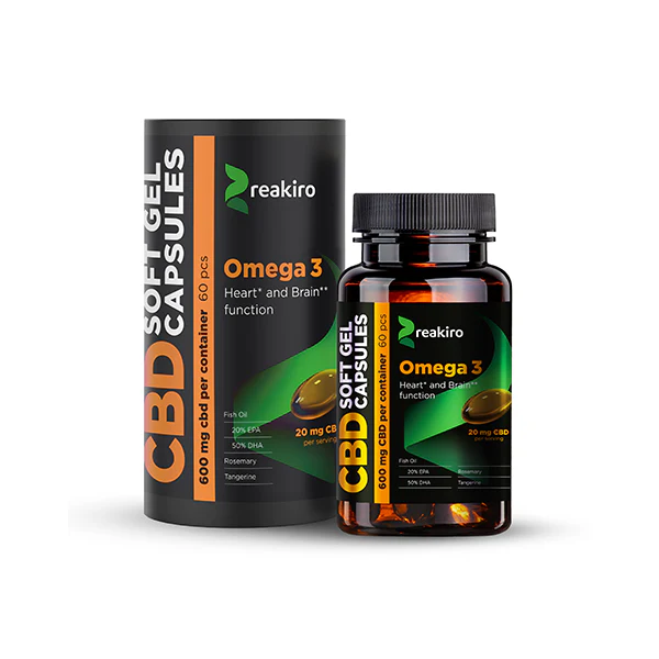 Reakiro 600mg CBD Full Spectrum Omega 3 Capsules – 60 Caps (BUY 1 GET 1 FREE)