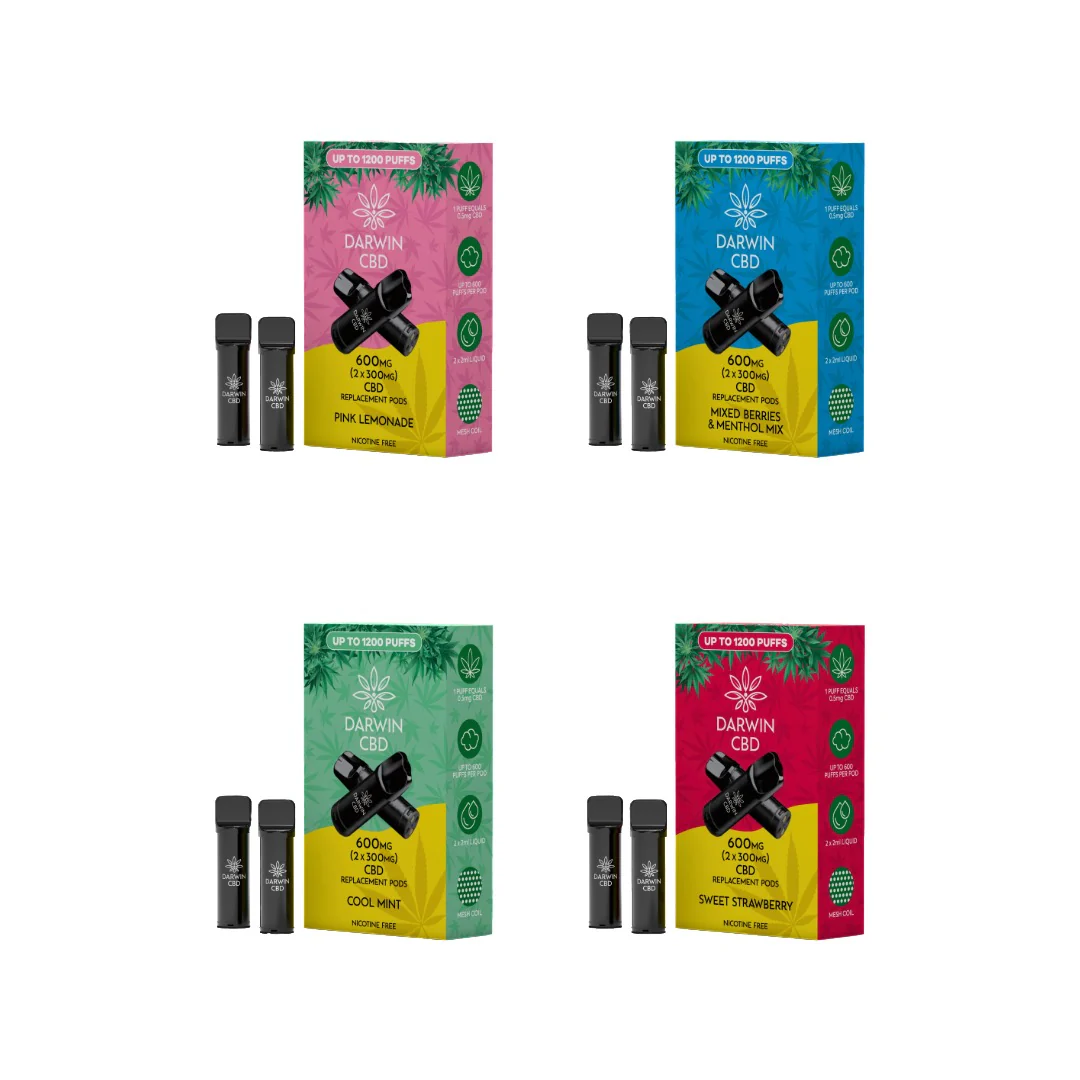600mg Darwin CBD Prefilled Replacement Pods 1200 Puffs – 2 Pcs