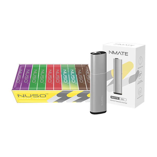 NUSO Heated Tobacco Sticks Starter Kit Bundle – 10x fruity Packs & Nmate Device
