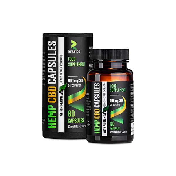Reakiro 900mg CBD Full Spectrum Vegan Piperine Capsules – 60 Caps (BUY 1 GET 1 FREE)