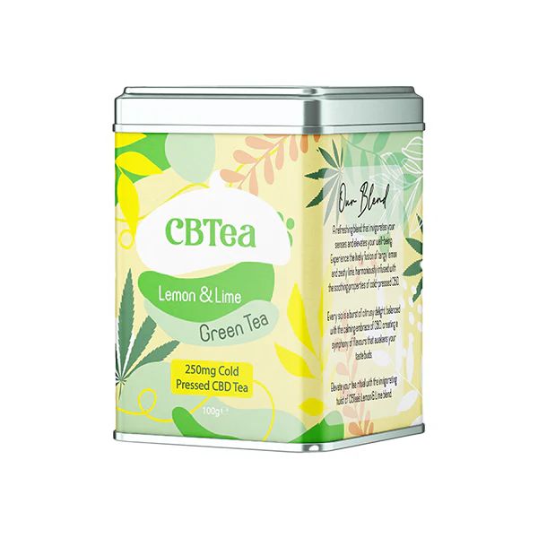 CBTea 250mg Cold Pressed Full Spectrum CBD Lemon & Lime Green Tea – 100g