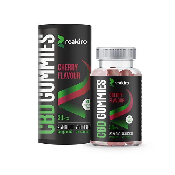 Reakiro 750mg Full Spectrum CBD Cherry Vegan Gummies – 30 Pieces