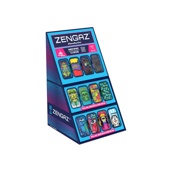 Zengaz Cube ZL-13 Wing Jet (UK-S3) – Jet Flame Lighters Bundle + 48 Lighters with Cube display stand